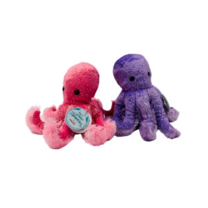 two sparkly sea octopus in pink and purple